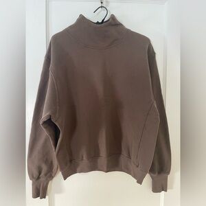 Joah Brown Chocolate Brown Split Neck Sweater/Sweatshirt